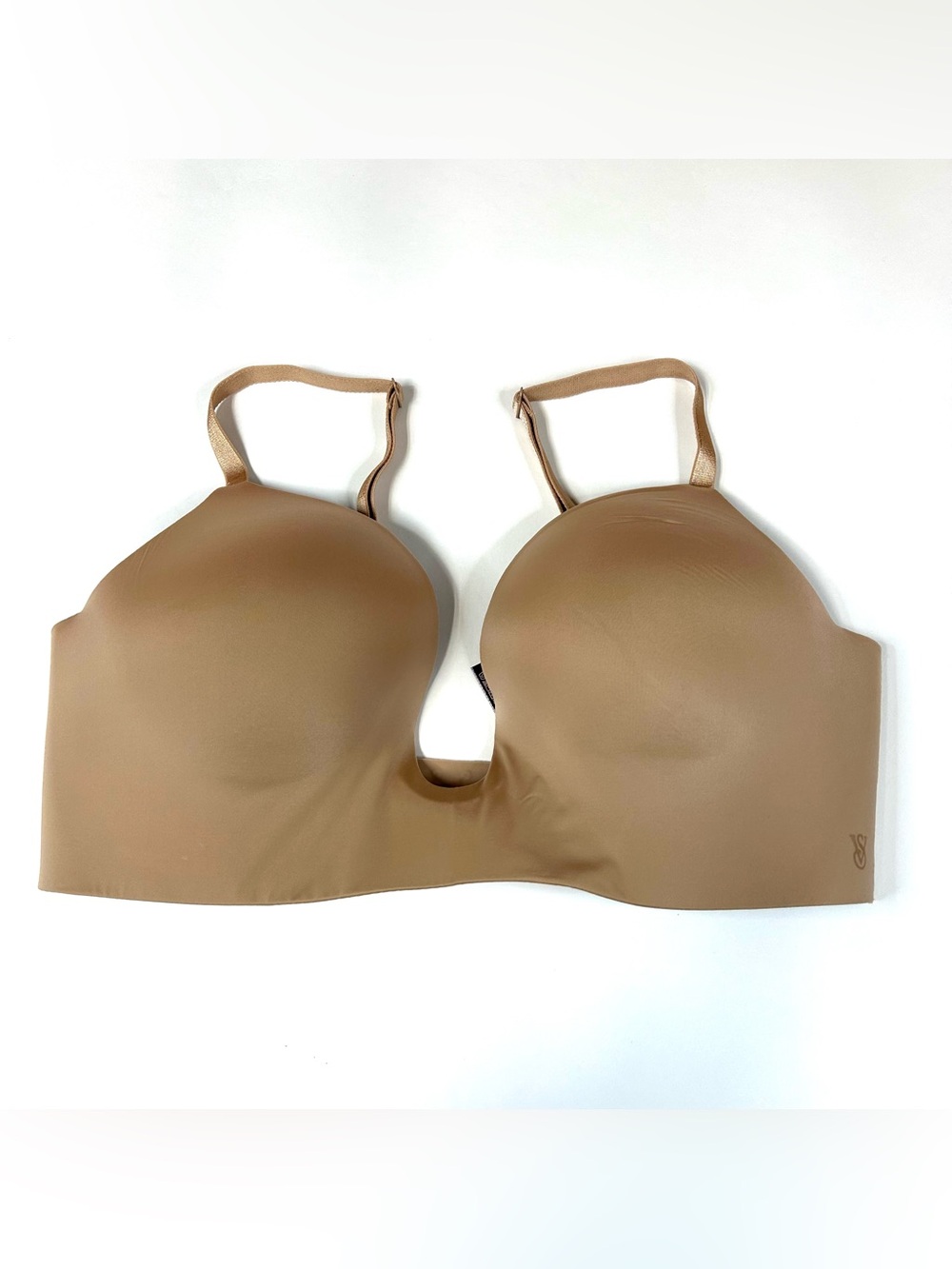 NEW Victorias Secret 36D Plunge Bra Padded Solid Beige Underwire Pushup #0106